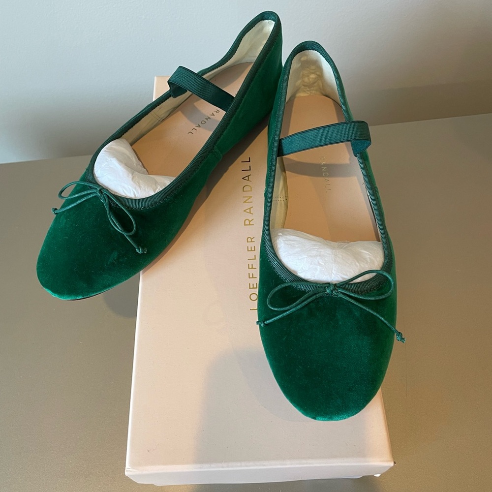 Loeffler Randall Green Velvet Flats